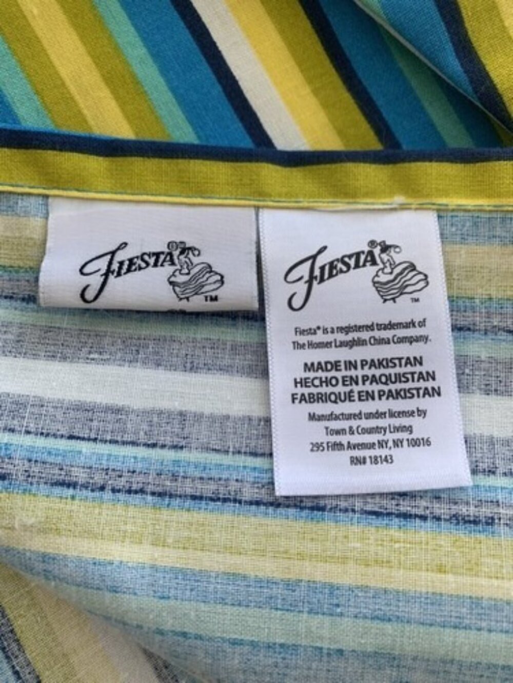 FiestaWare Apron Calypso Fashion Kitchen Utility Stripe Blue Yellow Fiesta NWOT - Picture 4 of 5